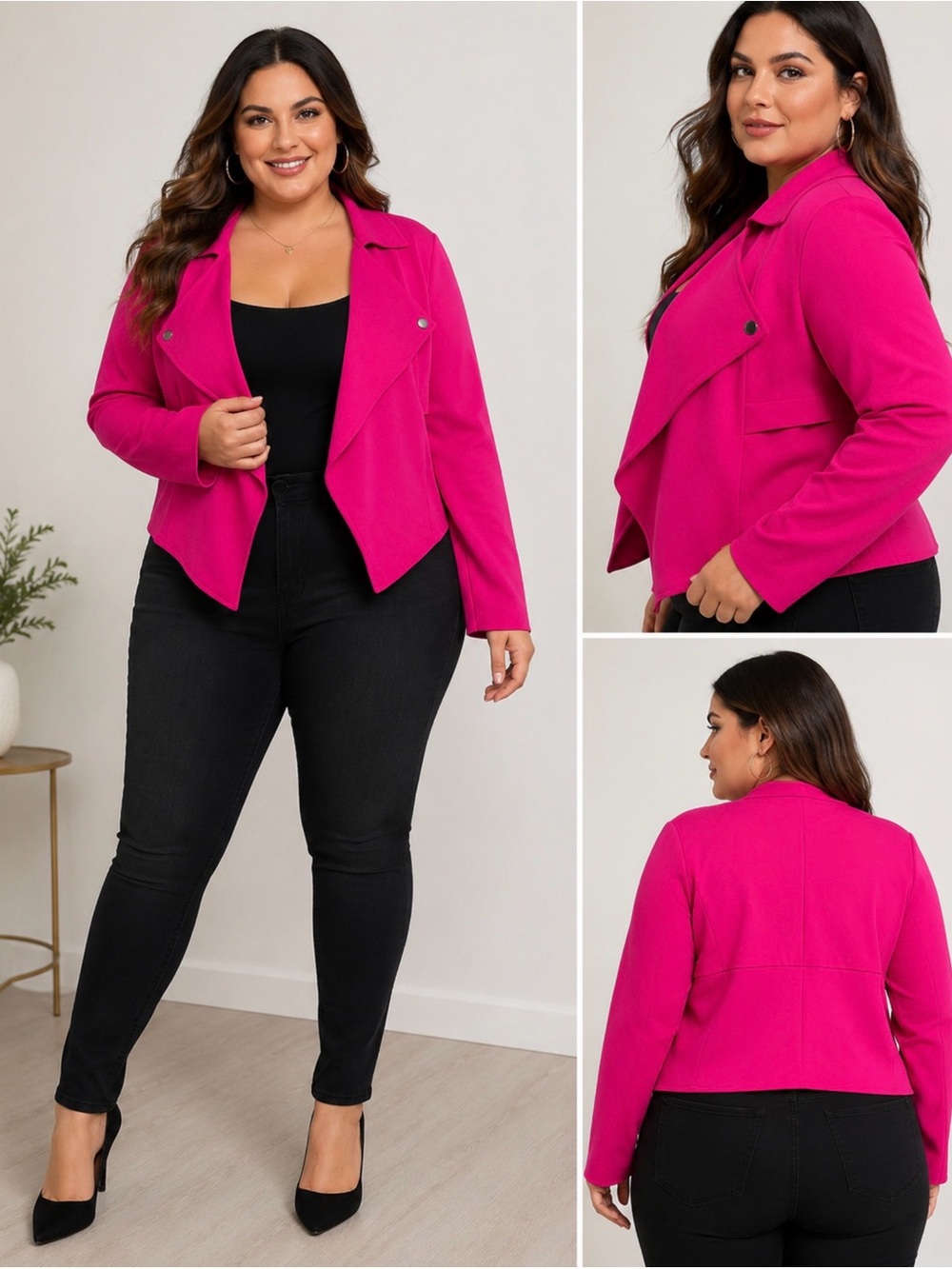 Torrid Women’s Size 2 Hot Pink Moto Jacket Draped Open Front Stretch